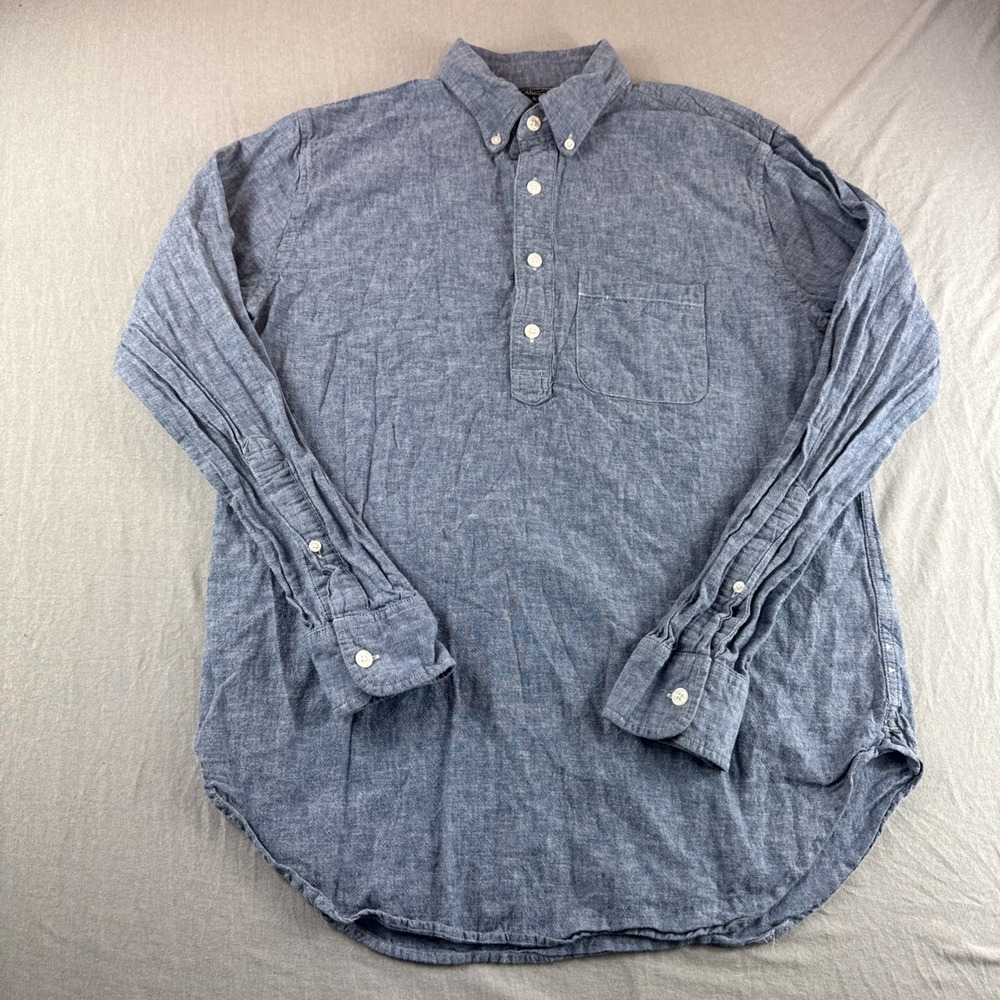 Abercrombie Fitch Linen Blend Shirt Mens M Pullover Long Sleeve Preppy Coastal